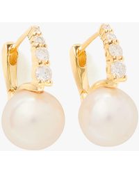 Kate Spade - Kate Spade Fine Meant To Be Pearl & Diamond Huggies - Lyst