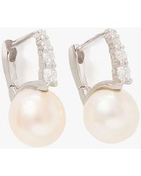 Kate Spade - Kate Spade Fine Meant To Be Pearl & Diamond Huggies - Lyst