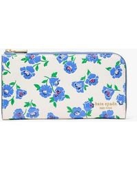 Kate Spade - Devin Springtime Blooms Zip Around Continental Wallet, Cream - Lyst