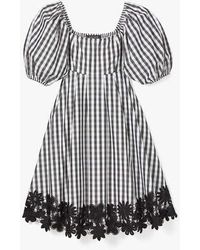 Kate Spade - Spring Gingham Puff Sleeve Dress - Lyst