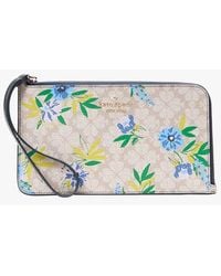 Kate Spade - Lucy Spade Flower Floral Medium L-Zip Wristlet, Blazer - Lyst