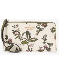 Kate Spade - Lucy Floral Medium L-Zip Wristlet, Meringue - Lyst