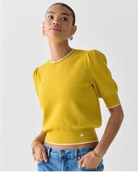Kate Spade - Puff Sleeve Sweater With Tipping - Lyst