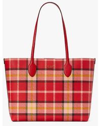 Kate Spade - Bleecker Museum Plaid Large Tote, Engine - Lyst