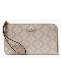 Kate Spade - Lucy Spade Flower Medium L-Zip Wristlet, Dark Mushroom Cap - Lyst