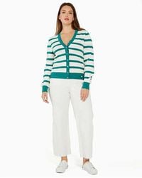 Kate Spade - Striped Scalloped Cardigan - Lyst