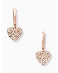 Kate Spade - Yours Truly Pave Heart Drop Earrings - Lyst