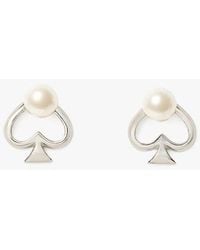 Kate Spade - Statement Spade Pearl Studs - Lyst