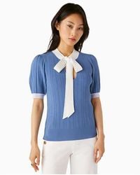 Kate Spade - Colorblock Bow-Neck Sweater - Lyst