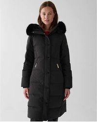 Kate Spade - Long Parka With Faux Fur Trim - Lyst