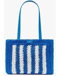 Kate Spade - Eden Striped Crochet Large Tote, Bluecolor - Lyst