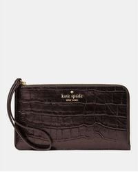 Kate Spade - Lucy Croc Embossed Medium L-Zip Wristlet - Lyst