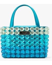 Kate Spade - Sam Icon Candy Beaded Satin Small Tote, Bluecolor - Lyst