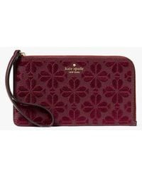 Kate Spade - Lucy Spade Flower Embroidered Medium L-Zip Wristlet - Lyst