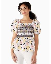 Kate Spade - Lily Blooms Puff-Sleeve Top - Lyst