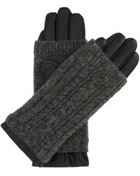 Kazar - Leren Handschoenen Met Sweater Overlays Met Geruit Vlechtwerk - Lyst
