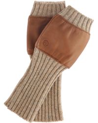 Kazar - Handschuhe Aus Gestricktem Gewebe Und Hellbraunem Leder - Lyst