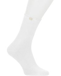 Kazar - Chaussettes Blanches Côtelées Avec Bordures À Volants - Lyst