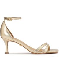 Kazar - Goldene Leder-Sandalen Mit Niedrigem Absatz - Lyst
