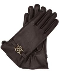 Kazar - Bruine Leren Handschoenen Met Monogram - Lyst