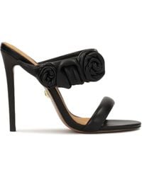 Kazar - Elegante Schwarze Pantoletten Mit Rosen Auf Einem Hohen Stilettoabsatz - Lyst