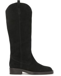 Kazar - Schwarze Stiefel Mit Flacher Sohle Aus Wildleder - Lyst