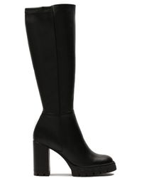 Kazar - Schwarze Lederstiefel Mit Bequemem Breiten Absatz - Lyst