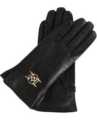 Kazar - Zwarte Leren Handschoenen Met Monogram - Lyst