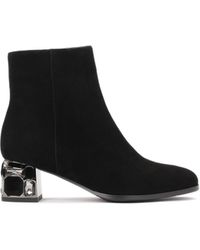 Kazar - Bottes En Daim Sur Un Large Talon Décoré De Gros Zircons - Lyst
