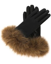 Kazar - Zwarte Leren Handschoenen Met Synthetisch Bont - Lyst