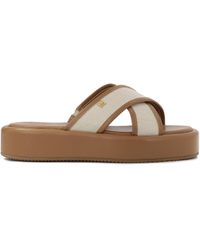 Kazar - Braune Pantoletten Aus Leder Und Canvas-Stoff - Lyst