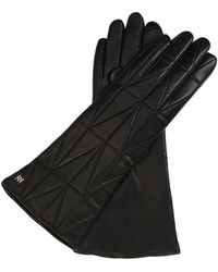 Kazar - Lange Schwarze Handschuhe Mit Geometrischem Muster Und Nähten - Lyst