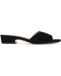 Kazar - Schwarze Wildleder-Flip-Flops Mit Crinkle-Obermaterial - Lyst