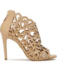 Kazar - Beigefarbene Peep-Toe-Stiefel Mit Ausgeschnittenem Schaft - Lyst