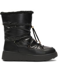 Kazar - Schwarze Schneestiefel Für Damen Aus Genarbtem Leder Und Stoff - Lyst
