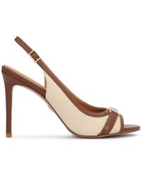 Kazar - Sandalen Aus Beigem Stoff Und Braunem Leder - Lyst