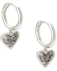 Kendra Scott - Ari Heart Silver Huggie Earrings - Lyst