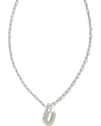 Kendra Scott - Crystal Letter U Silver Short Pendant Necklace - Lyst