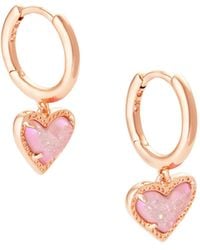 Kendra Scott - Ari Heart Rose Gold Huggie Earrings - Lyst