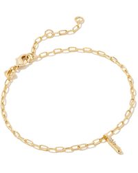 Kendra Scott - Crystal Letter I Gold Delicate Chain Bracelet - Lyst