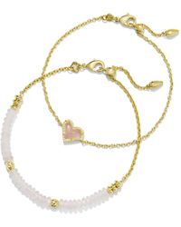 Kendra Scott - Ari Heart Gold Delicate Chain Bracelet Set Of 2 - Lyst
