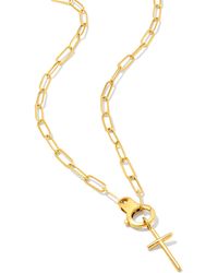 Kendra Scott - Paperclip Cross Charm Necklace - Lyst
