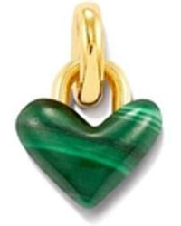 Kendra Scott Small Angie Carved Heart 18k Yellow Gold Vermeil Charm - Green