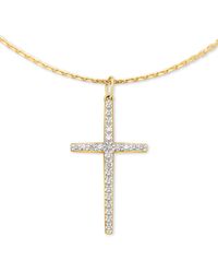 Kendra Scott Large Cross 14k Yellow Gold Pendant Necklace - White