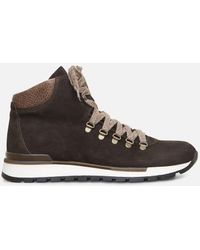 bainx short combat boot with suede collar