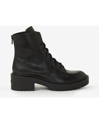 KENZO Lace-up Pike Leather Ankle Boots - Black