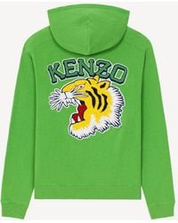KENZO Sweatshirt à Capuche Oversize 'Tiger Varsity' Grass Green für Herren - Größe L - Grün