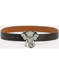 KENZO Elephant' Wide Reversible Leather Belt - White
