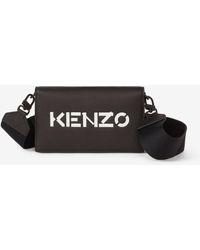 KENZO Leather Crossbody Phone Holder - Black