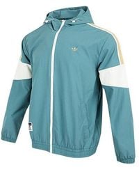 adidas - Originals Colorblock Logo Athleisure Casual Sports Hooded Jacket Autumn Green - Lyst
